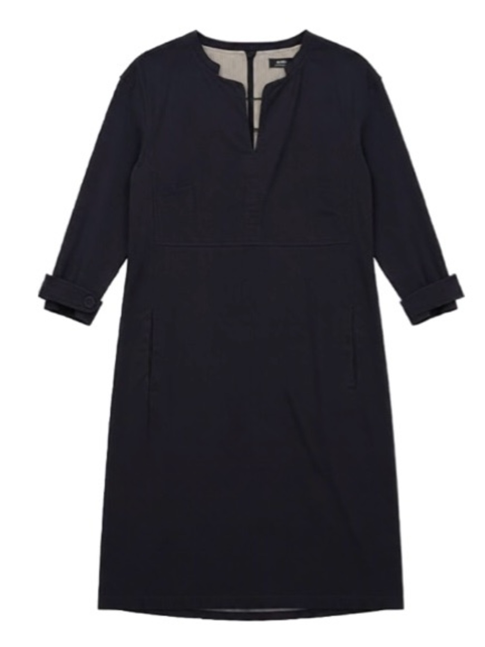 S Max Mara Navy Split-Neck Shift Dress